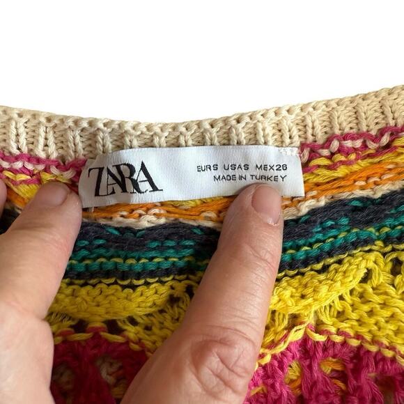 Zara Crochet Top Small Multicolor Bohemian Hippie Boho Whimsical Granolagirl - Picture 6 of 10